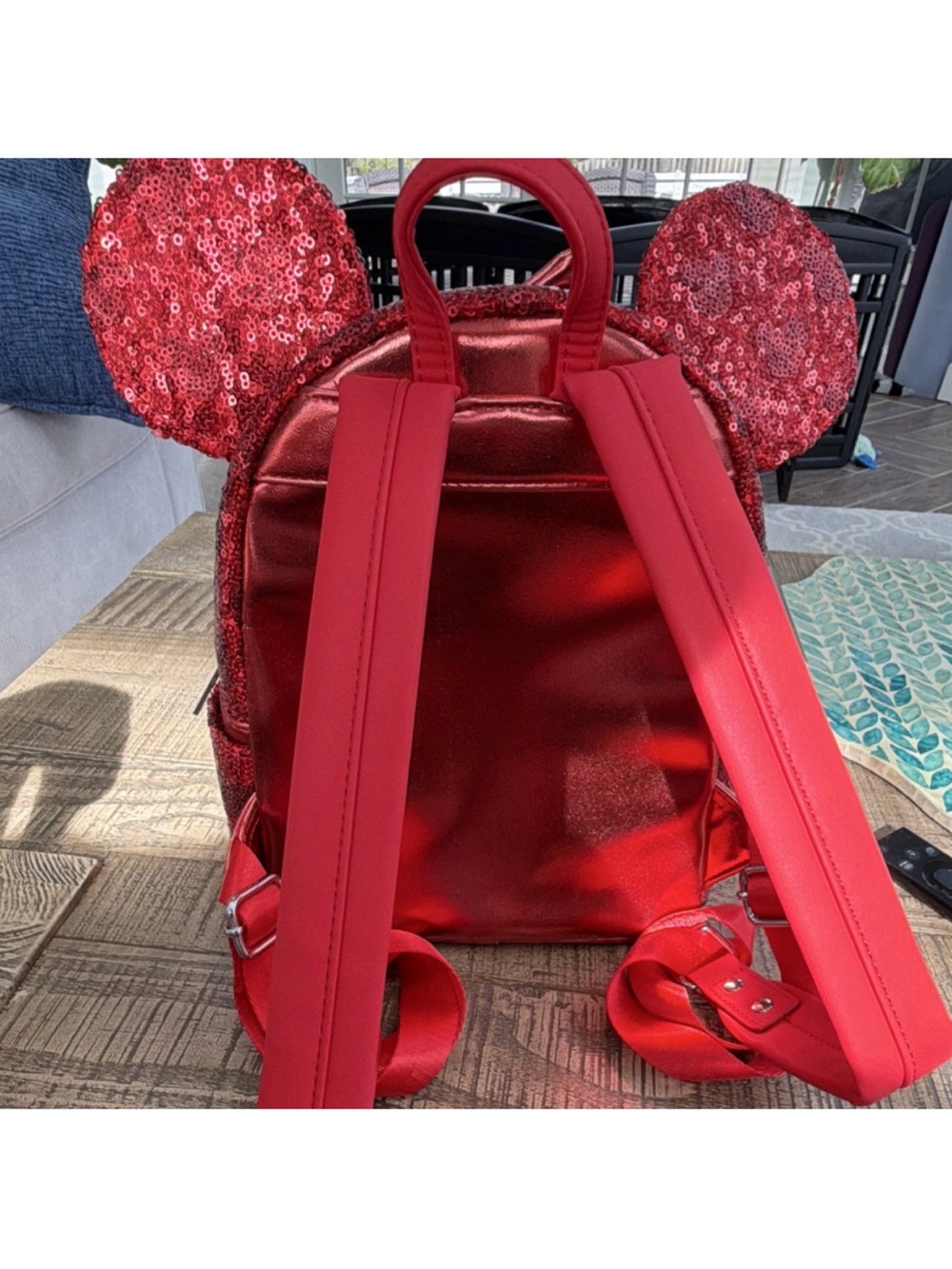 Red Sequin Minnie Ear Mini Backpack - Picture 2 of 3